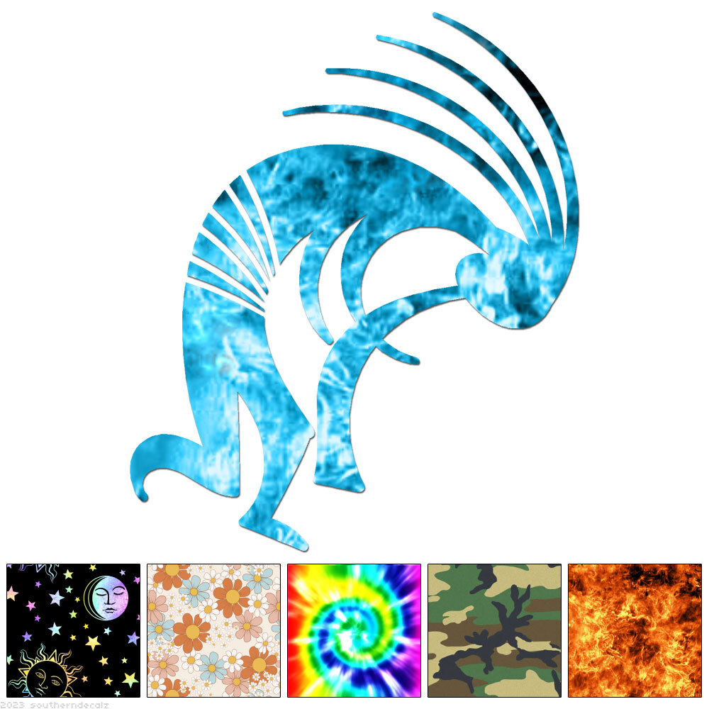 Kokopelli – Decal Sticker – Multiple Patterns & Sizes – ebn7071