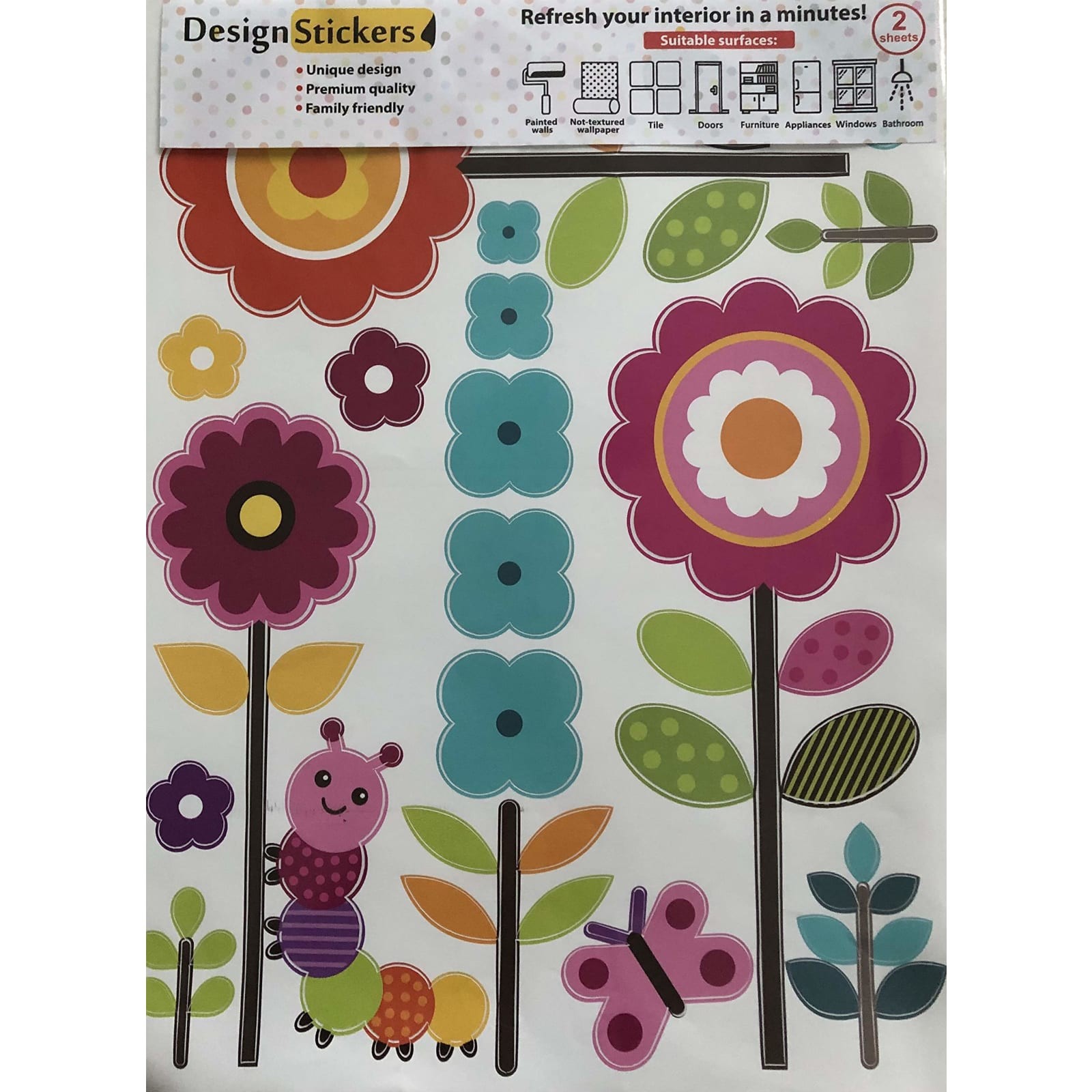 27 Art Clings Floral Garden Wall Decals Removable Vinyl Girls Room Nursery
