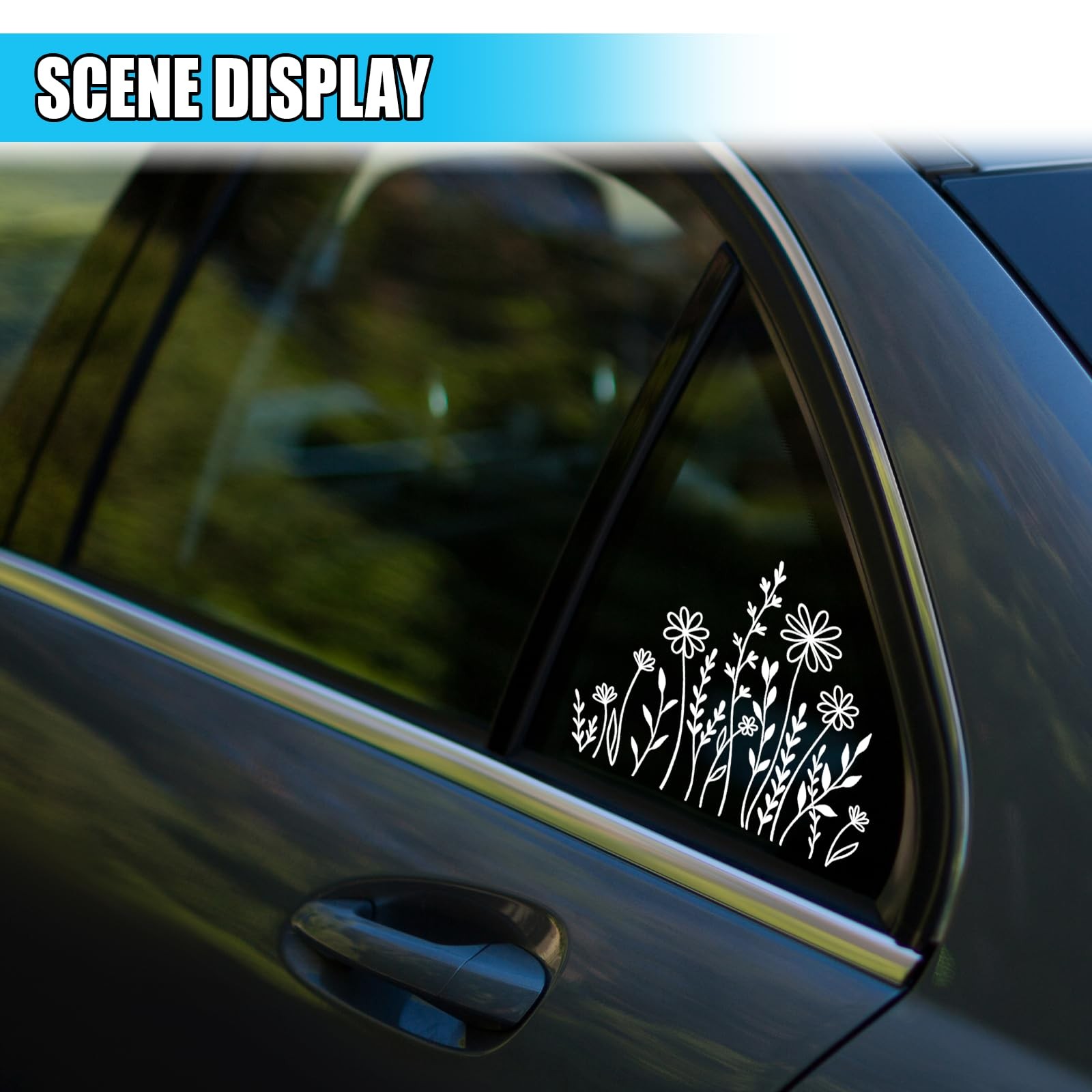 Wildflowers Boho Car Sticker Decal, Waterproof Vinyl Flower Vehicle Window St…