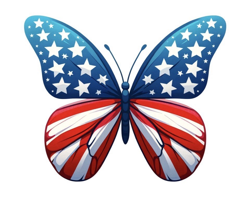 American Flag Butterfly Sticker Patriotic USA Butterfly Vinyl Decal Art