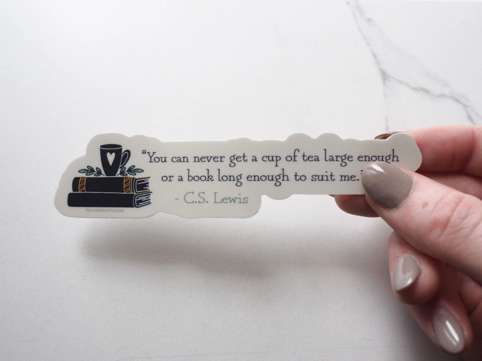 Tea & Books CS Lewis Quote Sticker