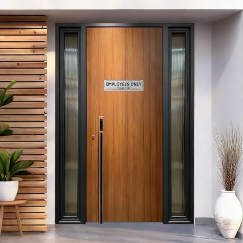 2 Pack Employees Only Sign Stickers 9"x2.5", Back Adhesive, Metal like Brushed