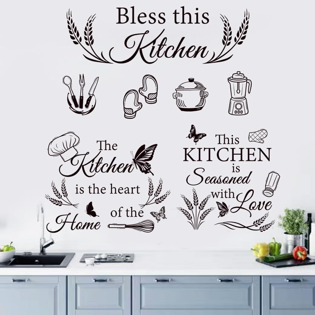 3 Set Kitchen Wall Decals Vinyl Wall Sticker Peel & Sticker Wall Decor Dining