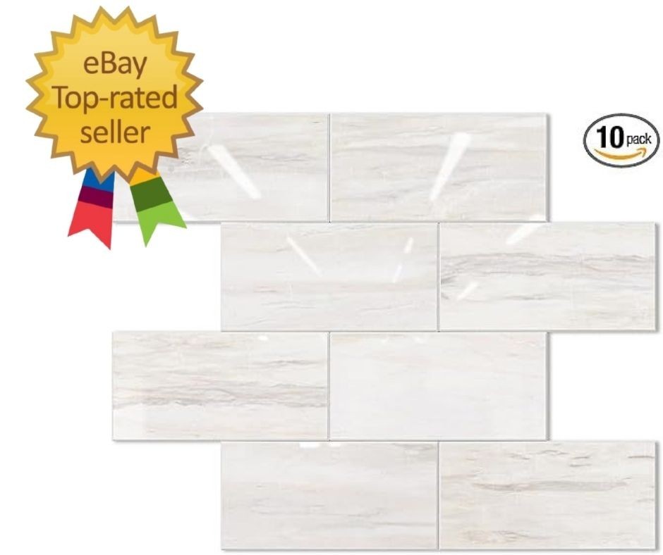 Glossy Light Brown Peel and Stick Subway Tile Backsplash – 10 Sheets Self-Adhesi