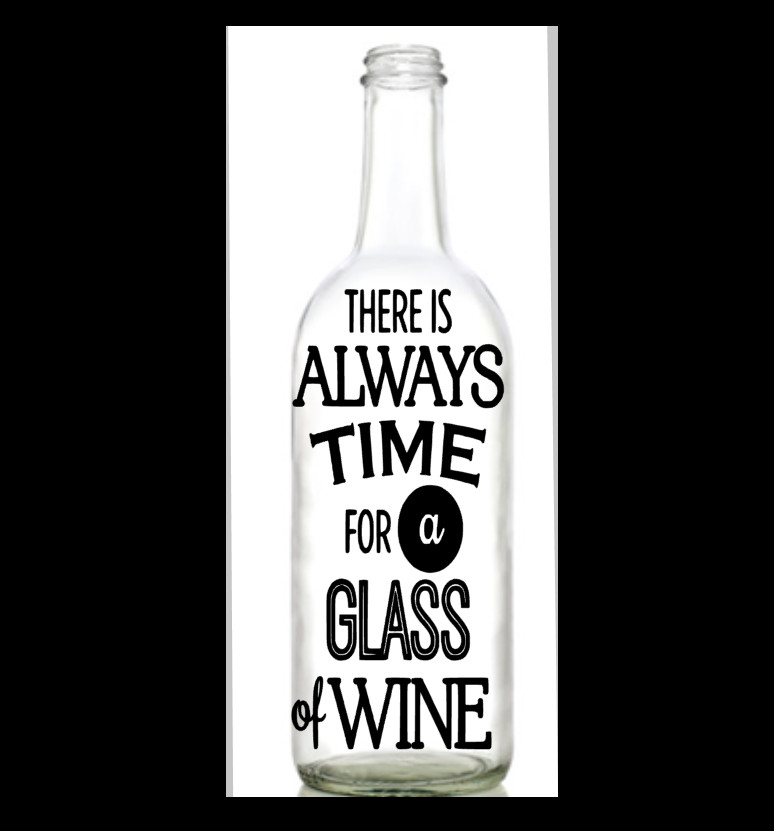 Vinyl Decal/Sticker for Wine bottle diy there's always time for a glass of wine