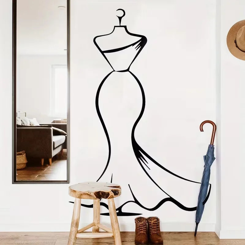 Elegant Black Silhouette Wall Decal Modern Minimalist Female Figure Line Art