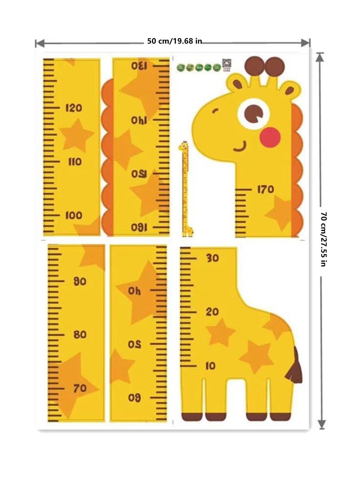 Kids Height Chart Wall Sticker Unicorn Dinosaur Giraffe Room Decor Ruler