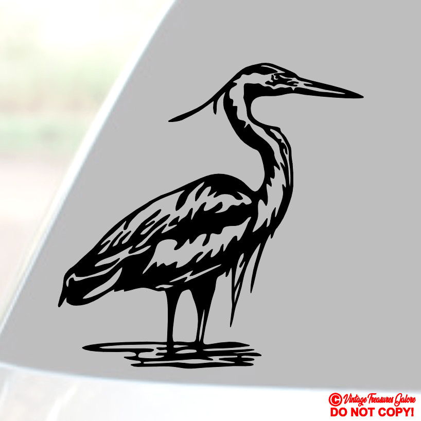 BIRD Vinyl Decal Sticker Car Window Wall Bumper Laptop Great Blue Heron Avian