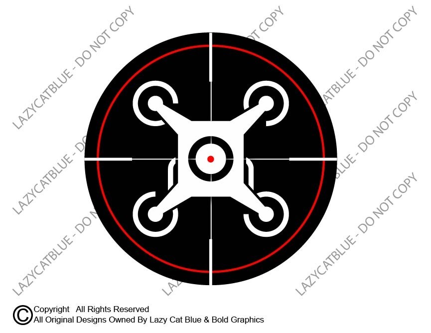 Drone Crosshairs Decal Sticker Spies Drones Citizen Privacy Zone Spy Anti-Drone