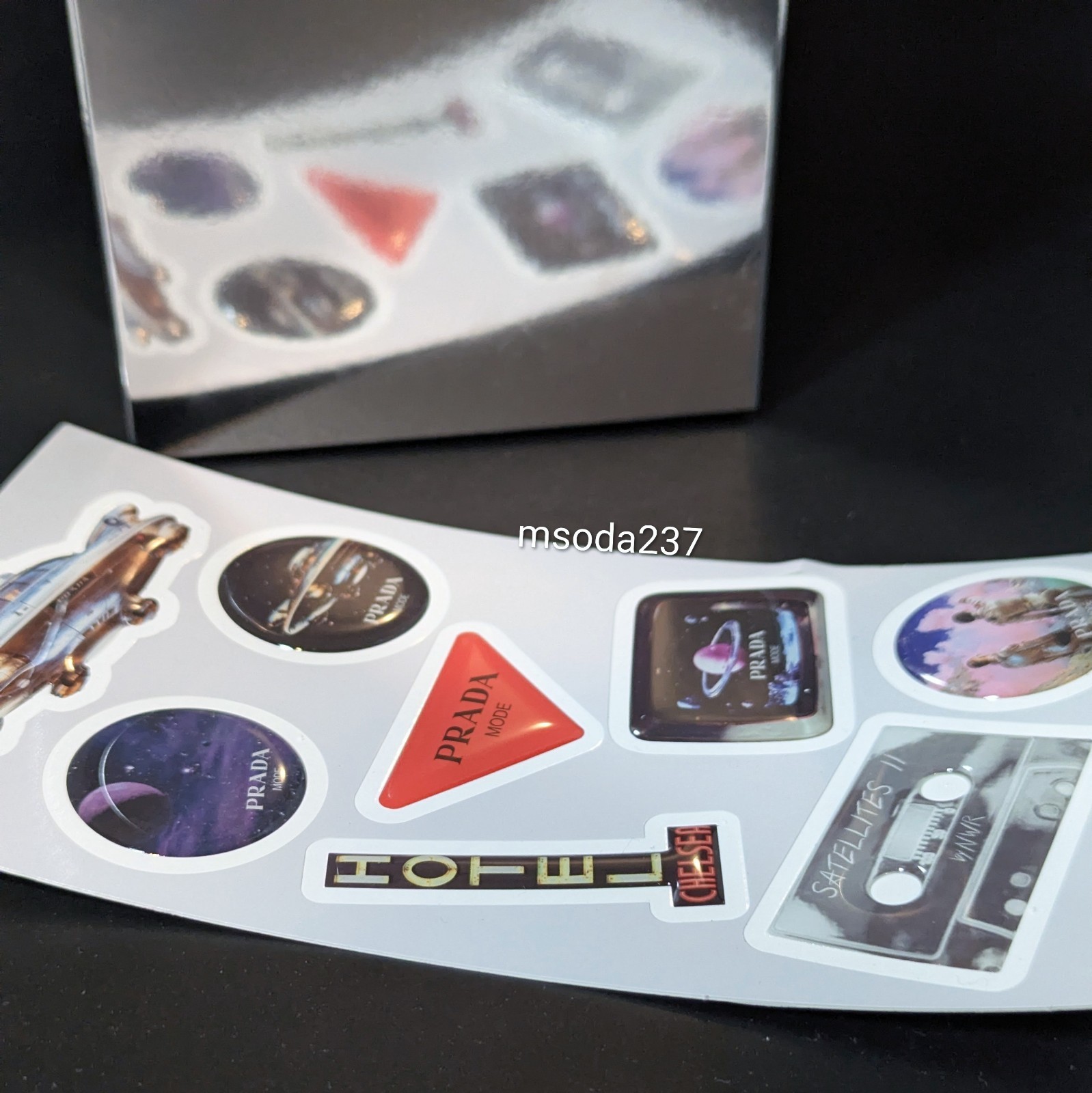 New Prada Mode NYC Sheet of 8 Stickers Spaceship Cassette Symbole Kojima Refn