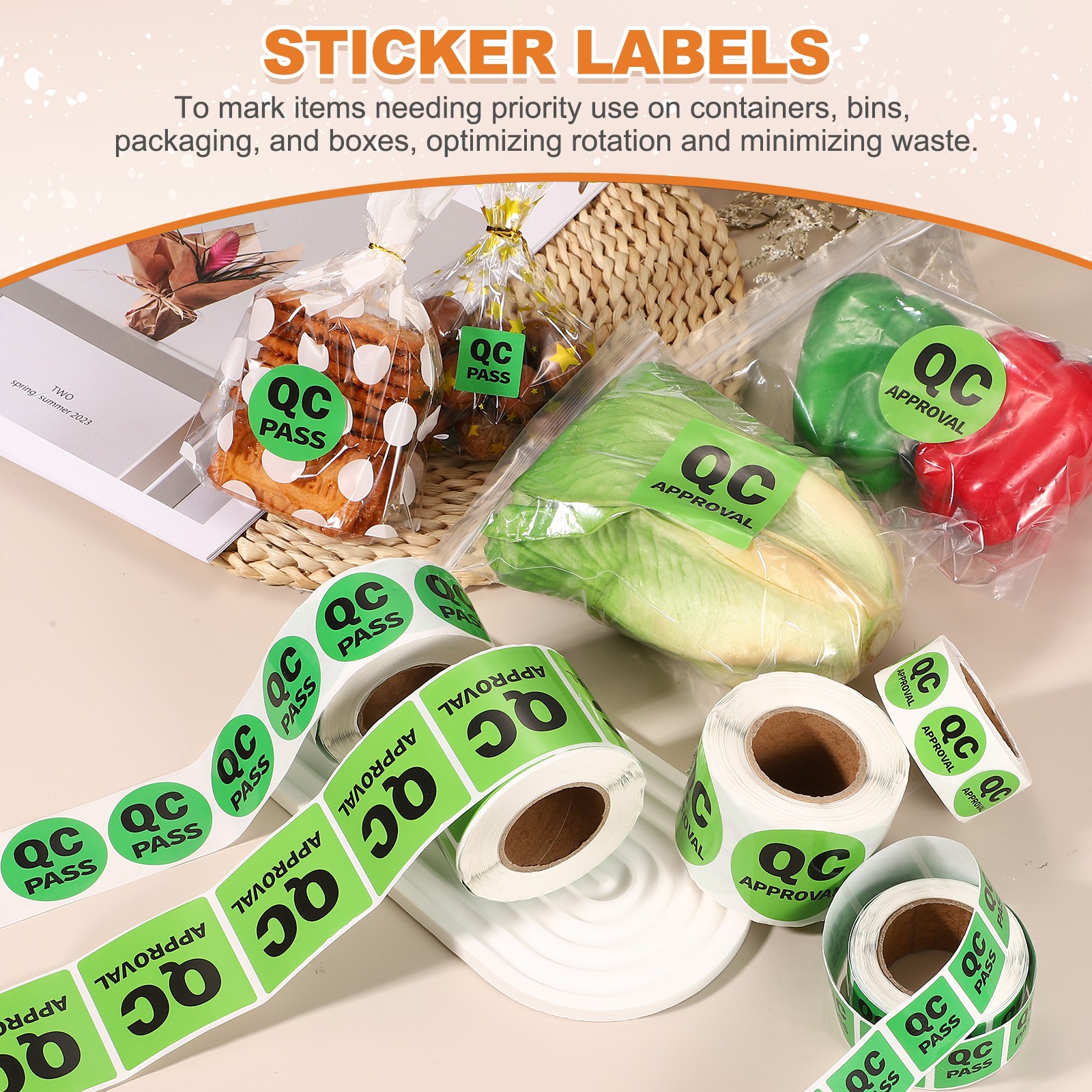 360 Pcs 1 Inch Circle Adhesive QC APPROVAL Label Stickers, Light Green
