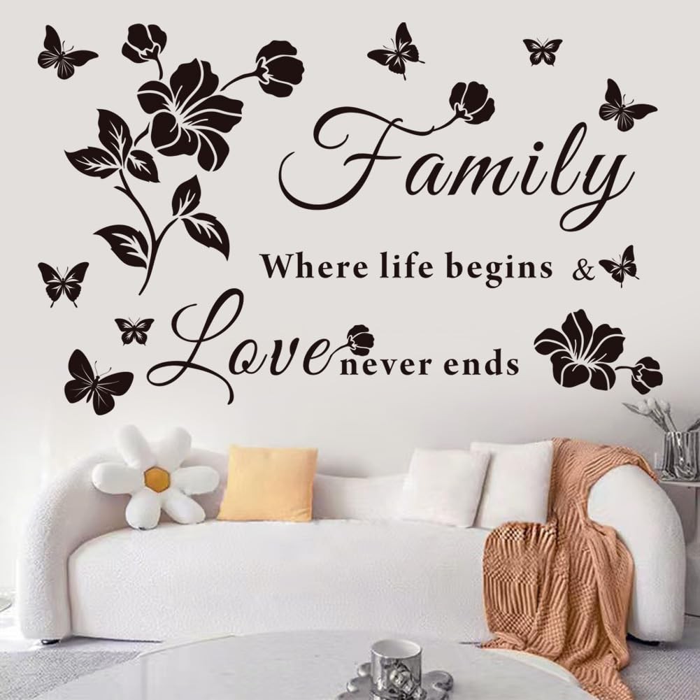 Family Wall Decals Quote Sticker Living Room Bedroom Decor Vinyl 29x19in