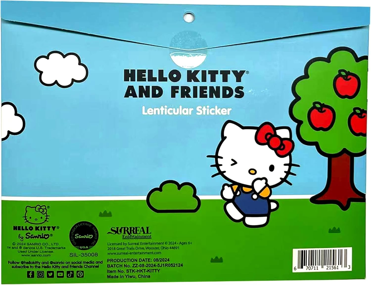 Officially Licensed Hello Kitty Large Car Sticker Decal – Waterproof, 9" Lenticu