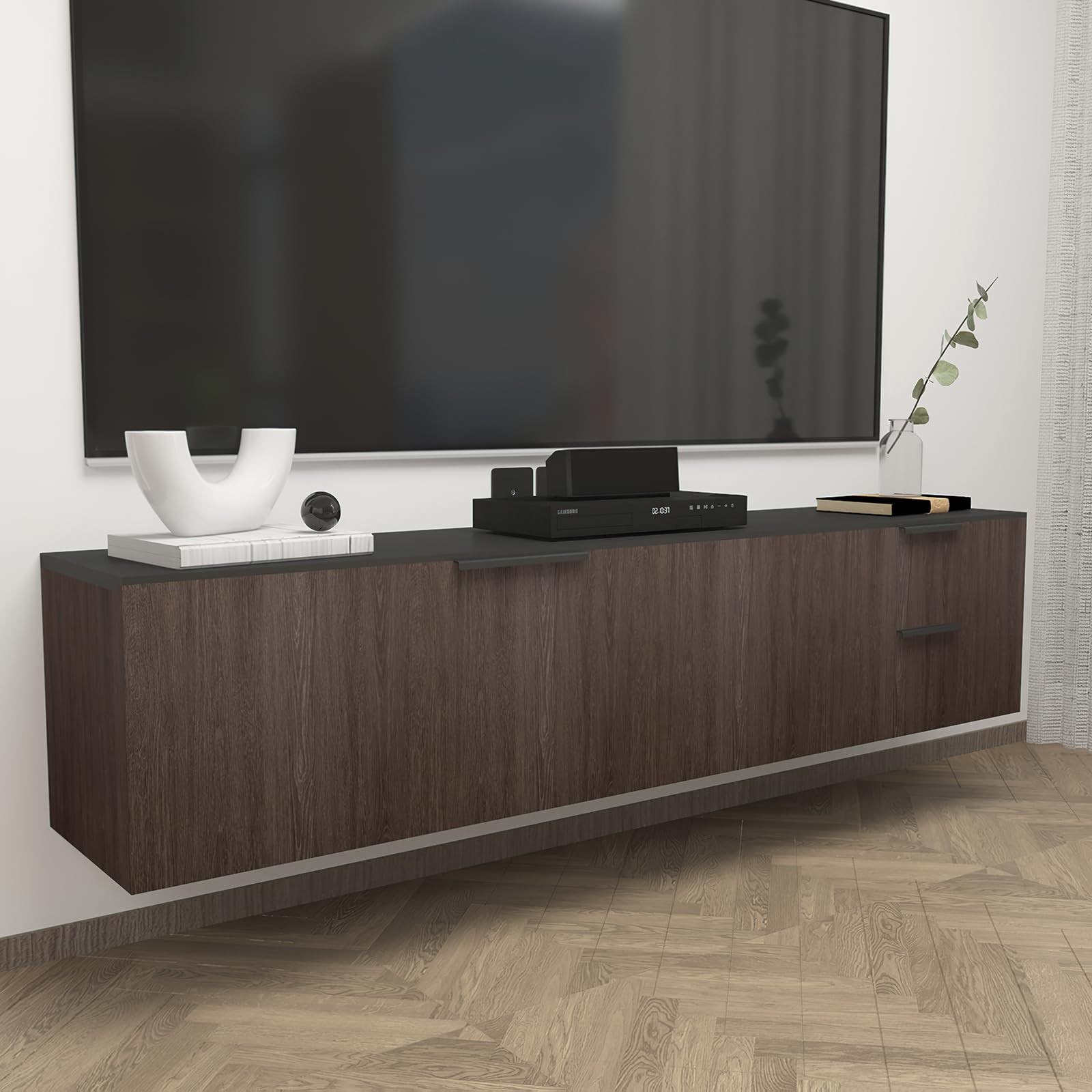 Dark Brown Wood Grain Paper Black Walnut Textured Peel and Stick Wallpaper 16…