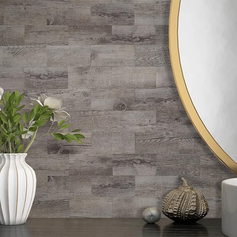 Peel and Stick Backsplash PVC Tile, 3" x 6" Dover Gray Stick on Tiles for Bac…