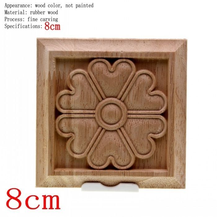 Unpainted Wood Color Decal Applique Furniture Square Home Decoration Accessories