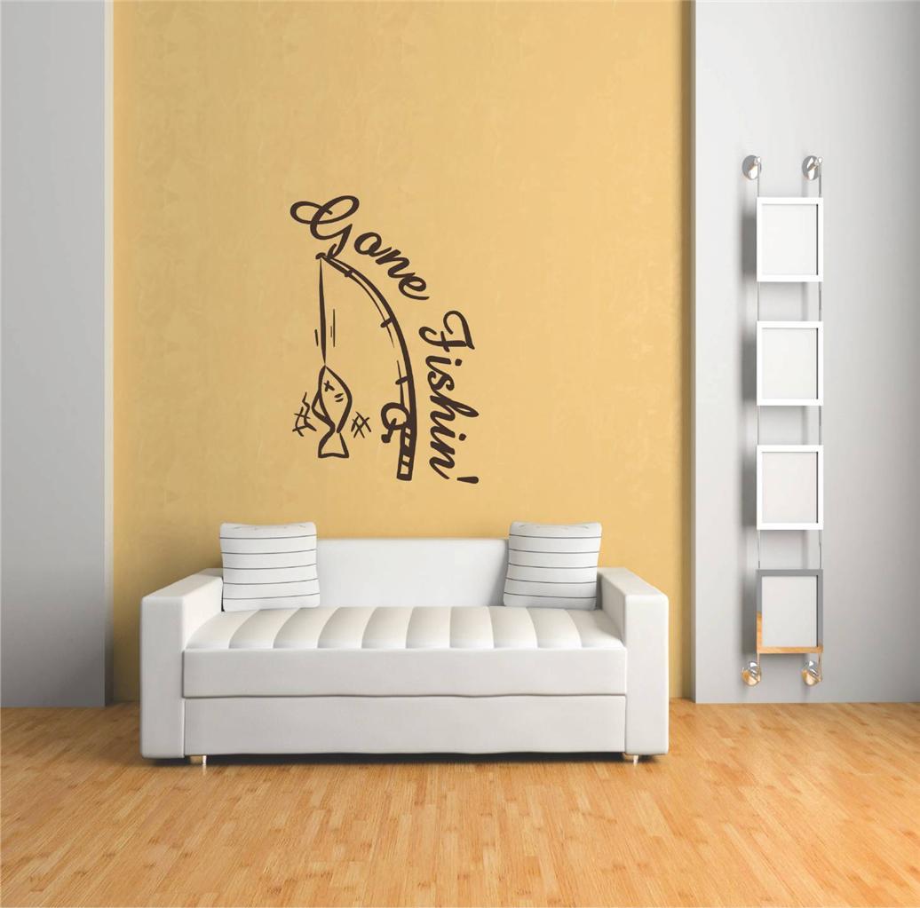 Gone Fishing Vinyl Wall Decal | Removable Sticker | Decor [DT 536k] 22"x15"