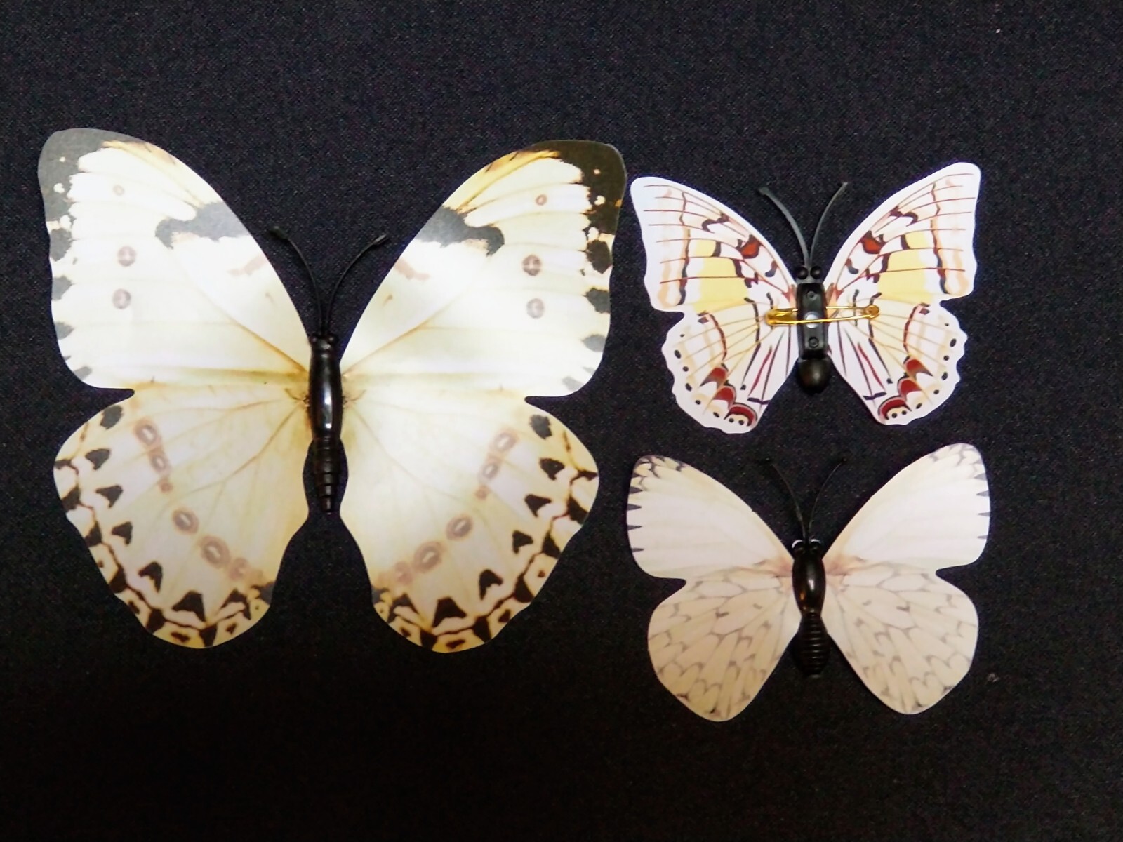 NEW , 12 Paper & Plastic Butterfly Pin set . Each Different, has sticky tabs.