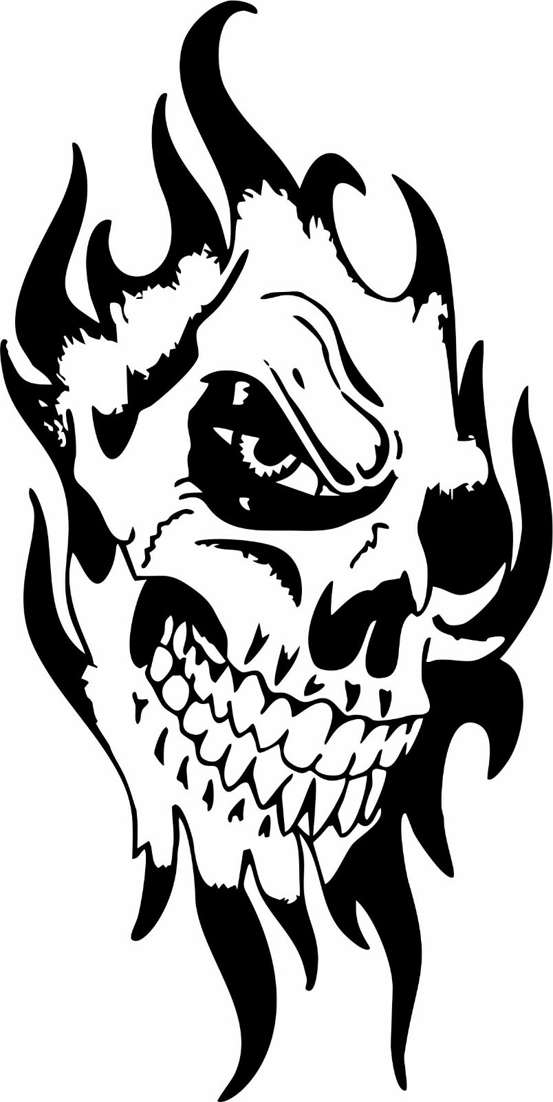 Skull Face Flame Tribal Zombie Monster Car Truck Window Wall Vinyl Decal Sticker