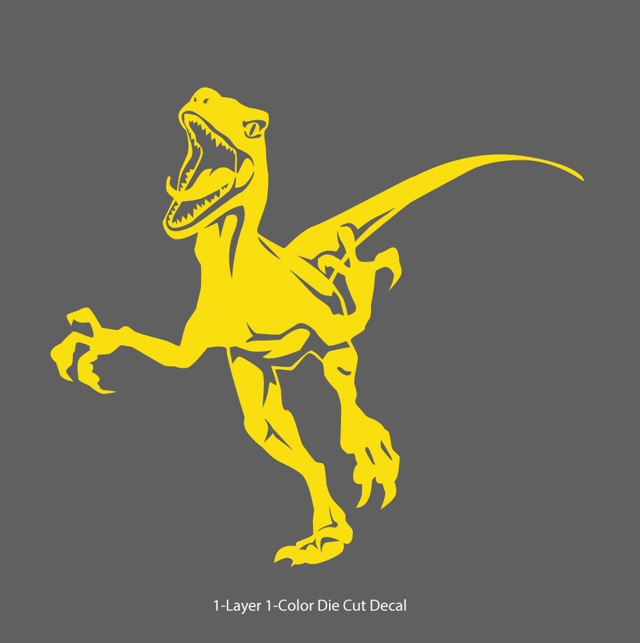 Dinosaur Velociraptor 5, Jurassic Period 4-21" wide Die Cut Vinyl Decal Sticker
