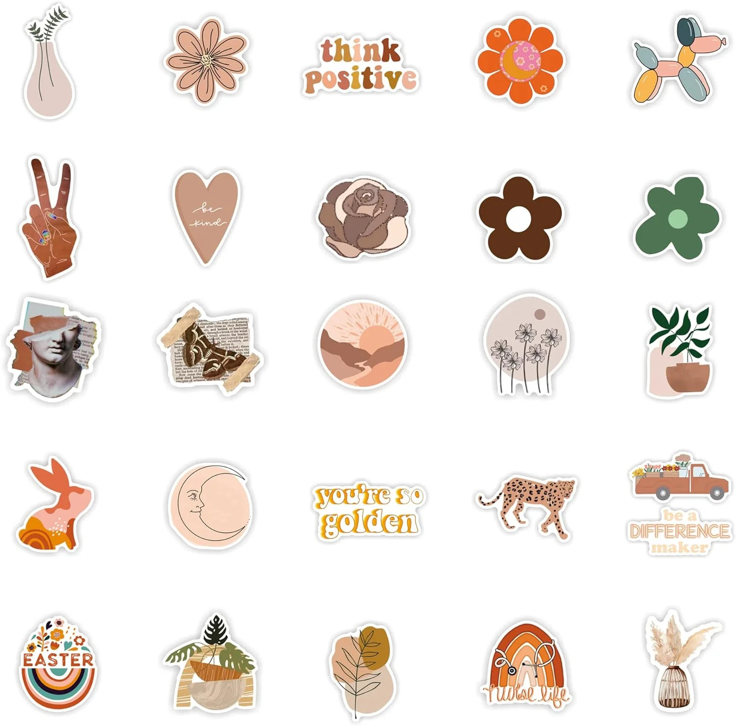 CAKOLINK Vintage Aesthetic Stickers 50 Pcs, Vinyl Waterproof Stickers for Water
