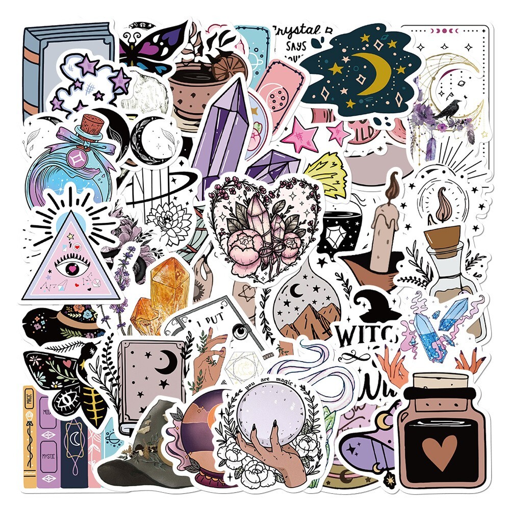200pcs SPIRITUAL Stickers Pack,Crystal Potion Gothic Halloween Stickers,#196-199