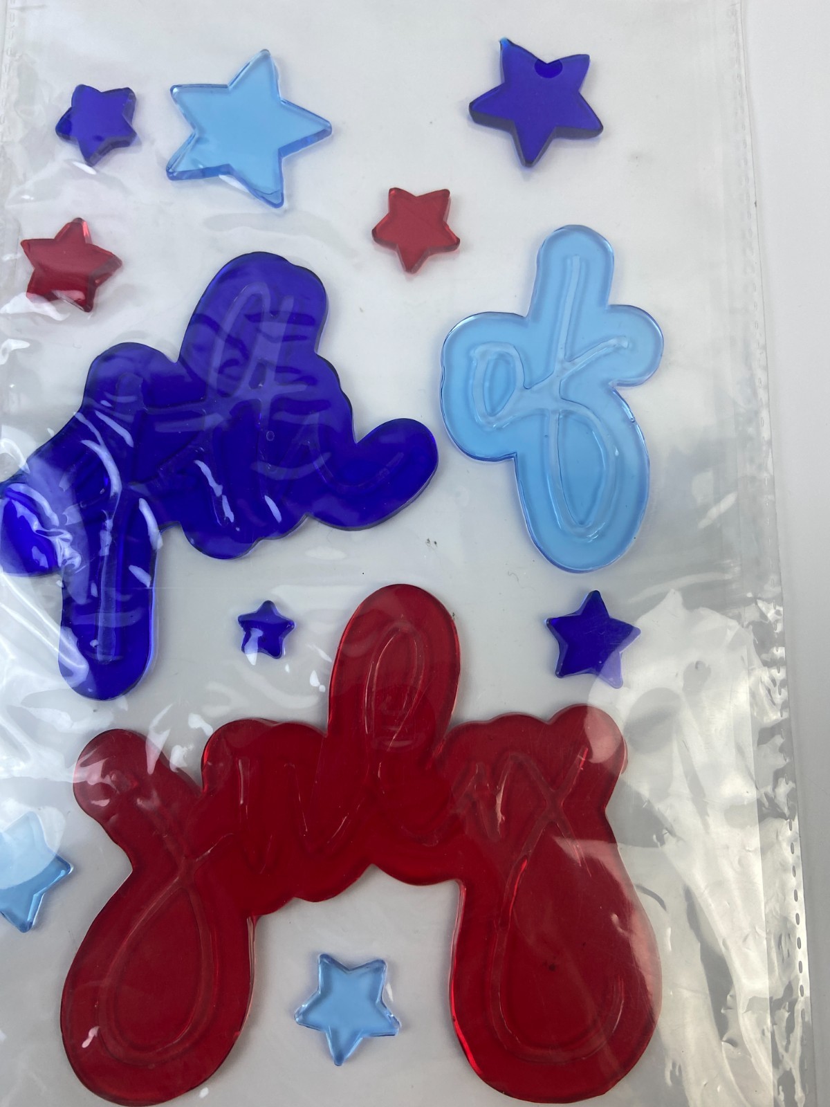 NEW USA Red White and Blue Stars 4th of July Gel Window Stickers Clings 16 ct