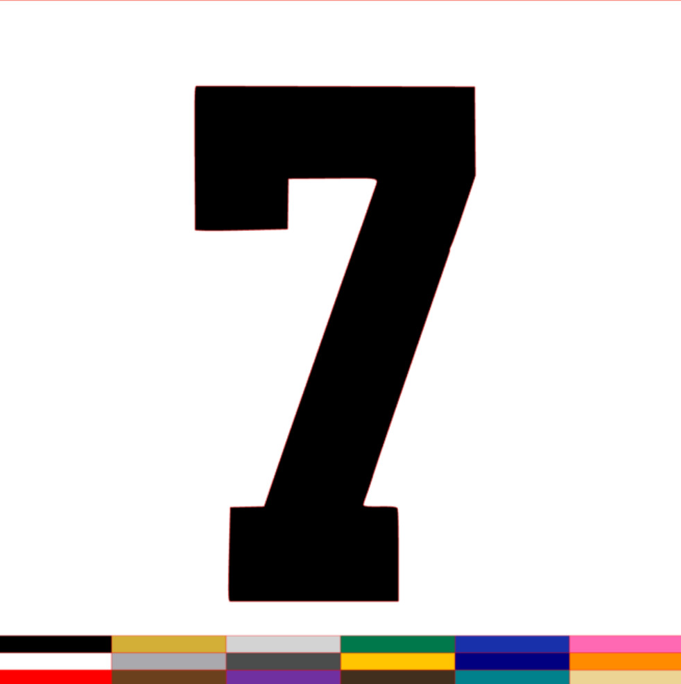 Number Seven 7 Decal PICK SIZE COLOR Vinyl Sticker Jersey Athlete Varsity Sport