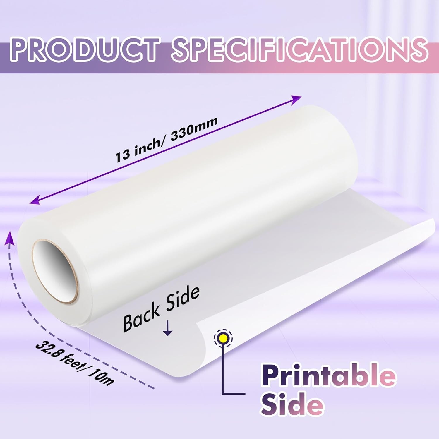 Koala Printable Vinyl Sticker Paper Roll for Inkjet Printer 13"X32.8 FT Glossy