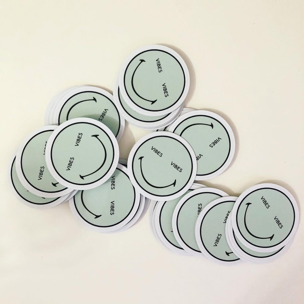 New Vibes Smiley Face UV Vinyl Sticker 2.5"
