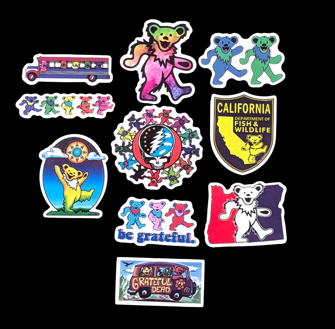 Grateful Dead Dancing Bears Stickers, Grateful Dead Decals, 10pcs.