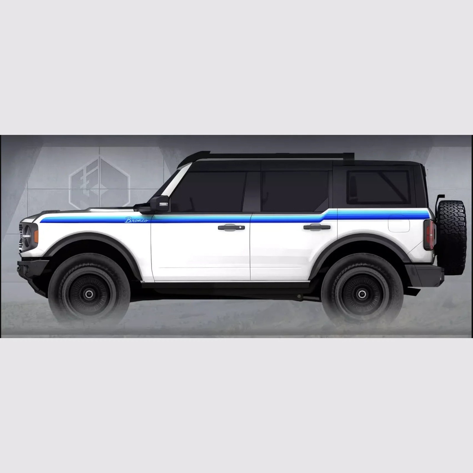 Aftermarket Colored Side & Waistline Stripe Decal for Ford Bronco (2021–2023) |