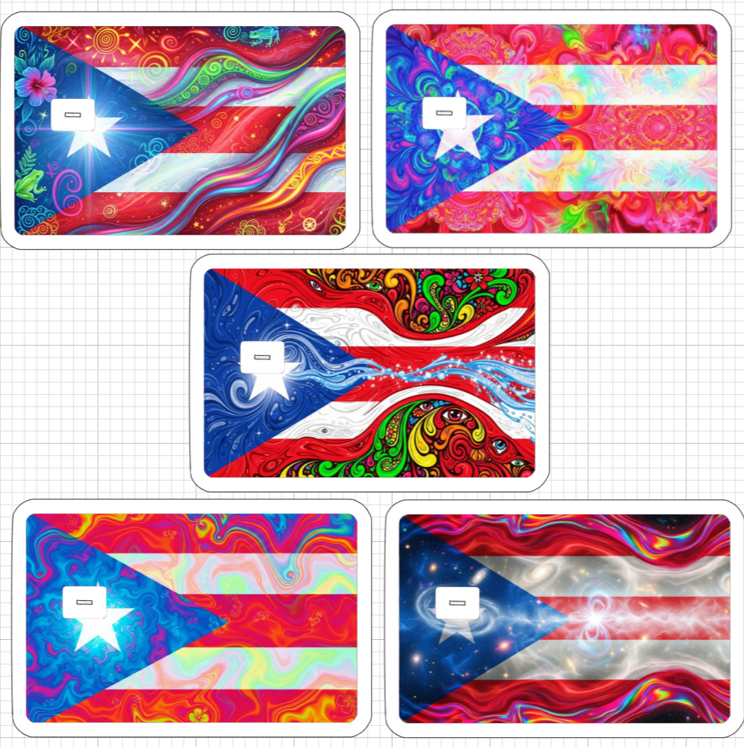 Acid Trip Puerto Rican Flag ATM Debit Credit Card Skin Sticker Rico