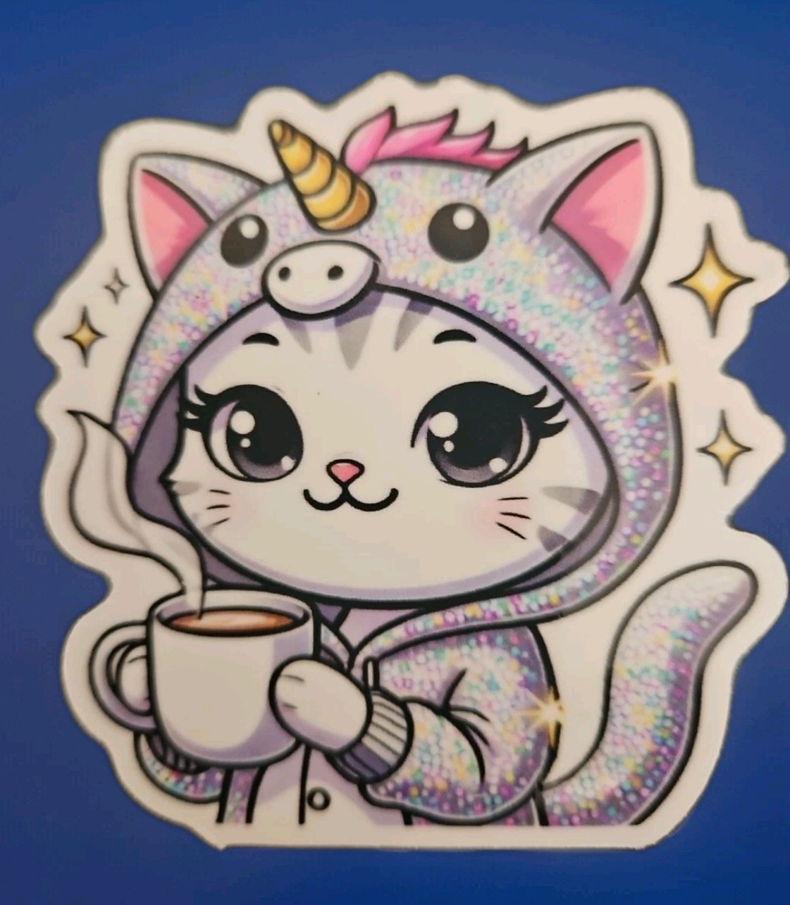 Kawaii Cat Coffee Lover Decal – Cute Cocoa Cat Sticker, Cute Gift