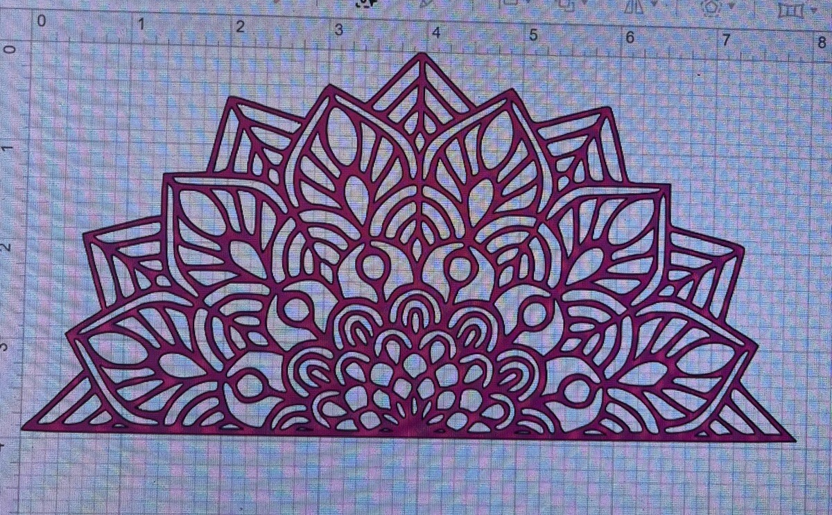 Mandala Half Flower Removable vinyl decal sticker, Home Room Wall Decor 8×4”