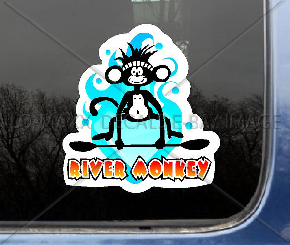 River Monkey Whitewater Watersports Kayaking Boating Outdoor Sport Vinyl Sticker