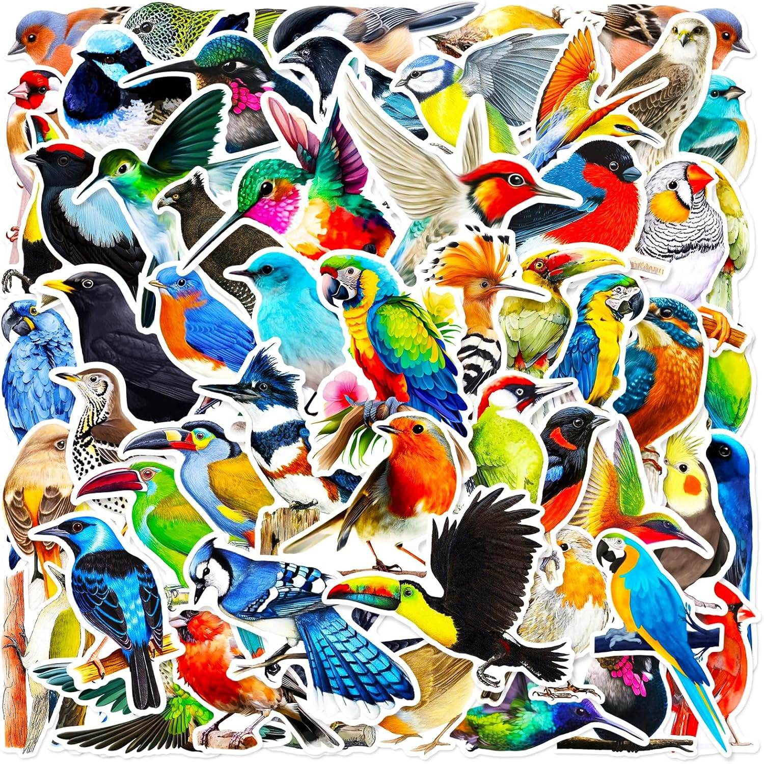 100 Pcs Birds Stickers Cute Bird Animals Stickers, Vinyl Waterproof Birds Sticke