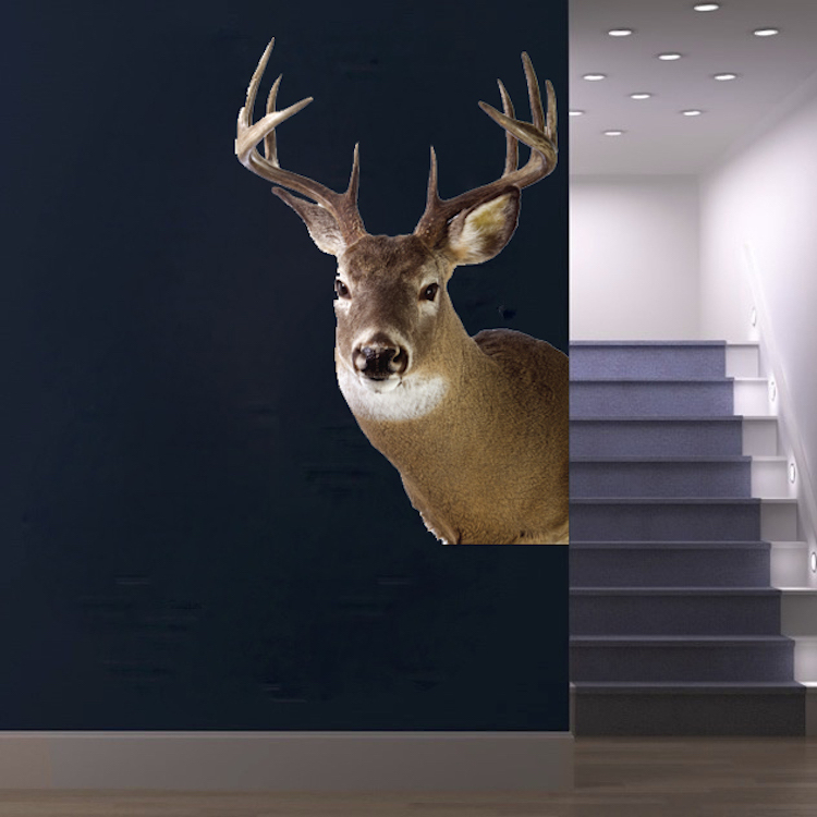 Deer Head Wall Decal Mural Antlers Hunting Wild Animals Removable Wall Art, a08