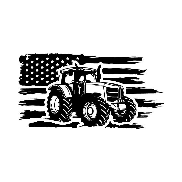 Distressed American Flag Tractor Farmer Farm USA Patriot Decal Sticker