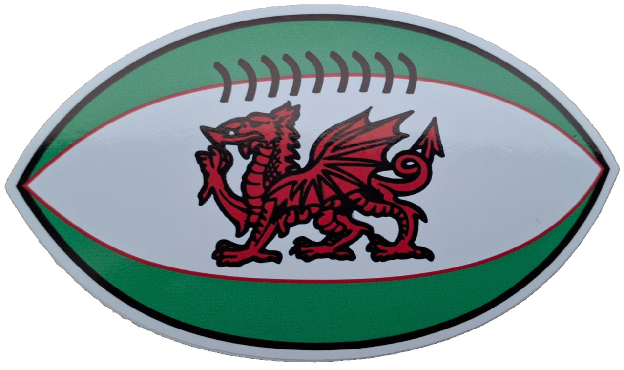 Wales Welsh Dragon Rugby Ball Flag Sticker – External Car Window Bumper Sticker