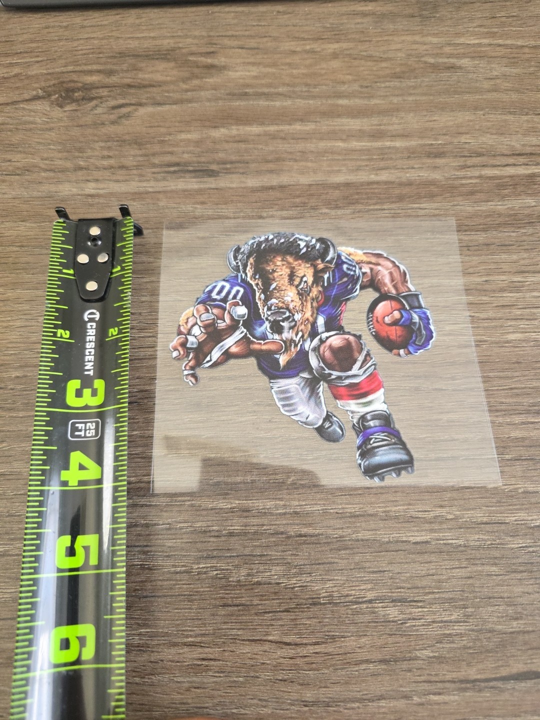 Buffalo Bills Running Football Player Raised UV DTF Decal 4in X 4in Color