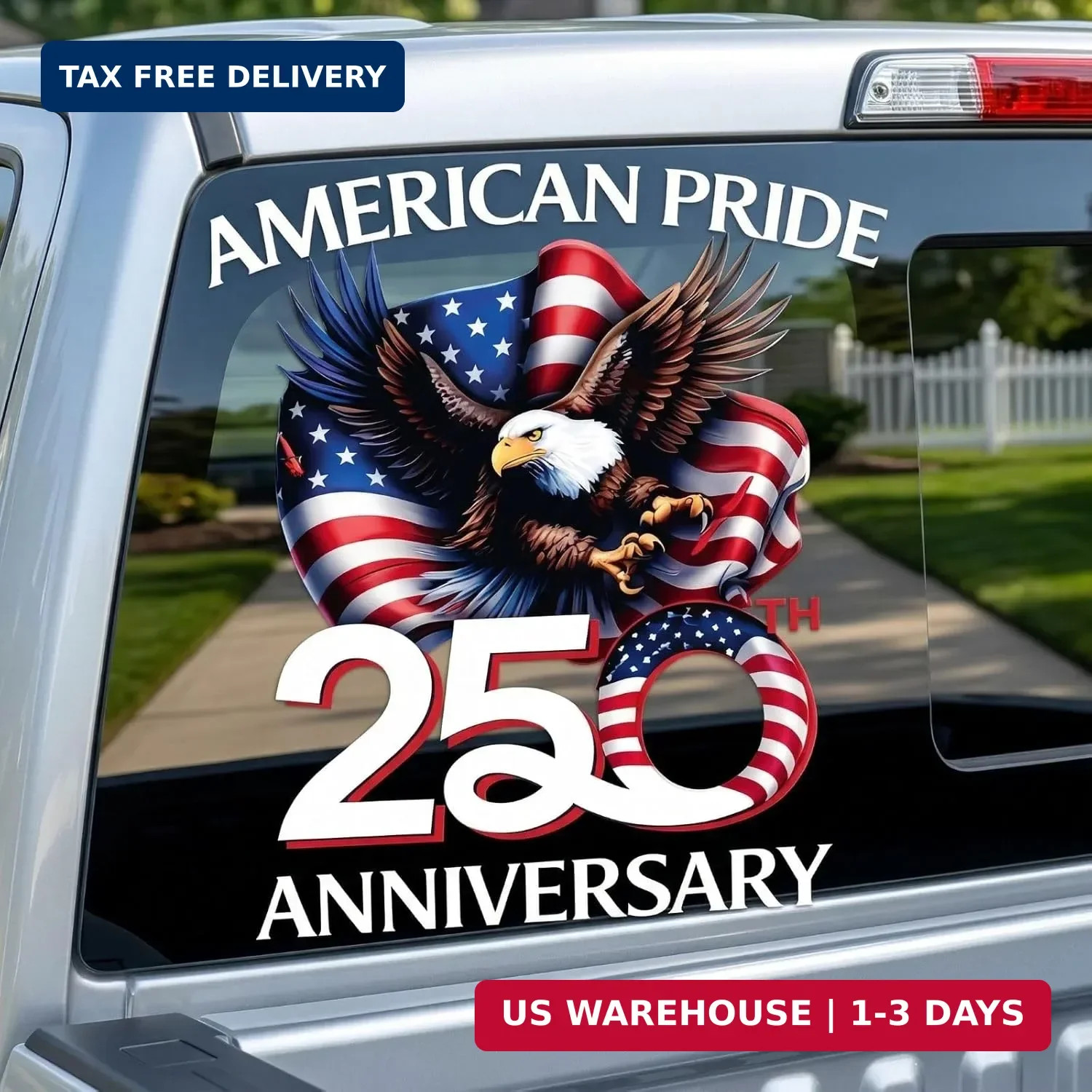 USA 250th Anniversary Stickers, American Pride Eagle with Flag Design, Patriotic