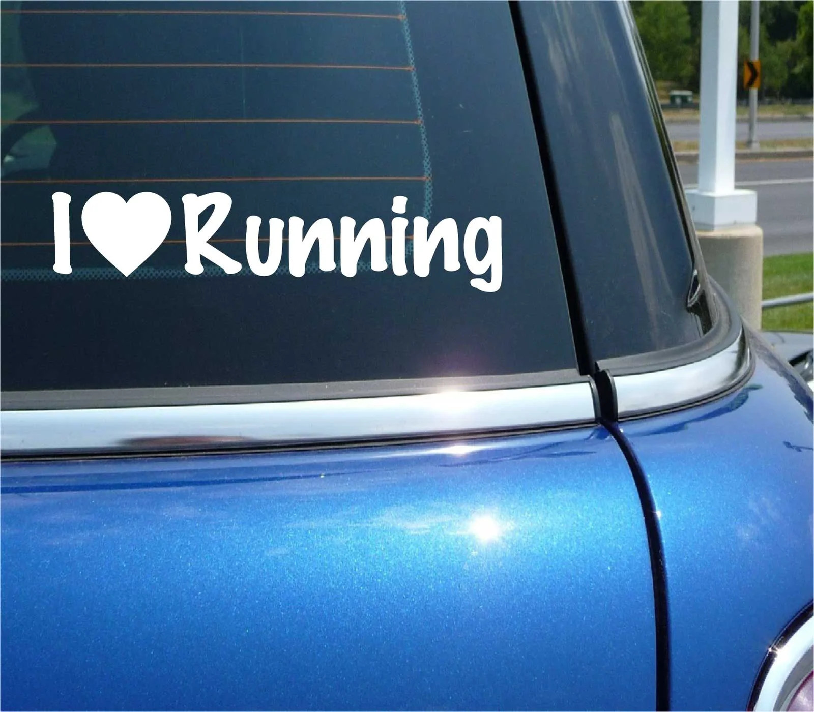 I LOVE RUNNING DECAL STICKER HEART RUN EXERCISE FITNESS MARATHON SPRINT CAR