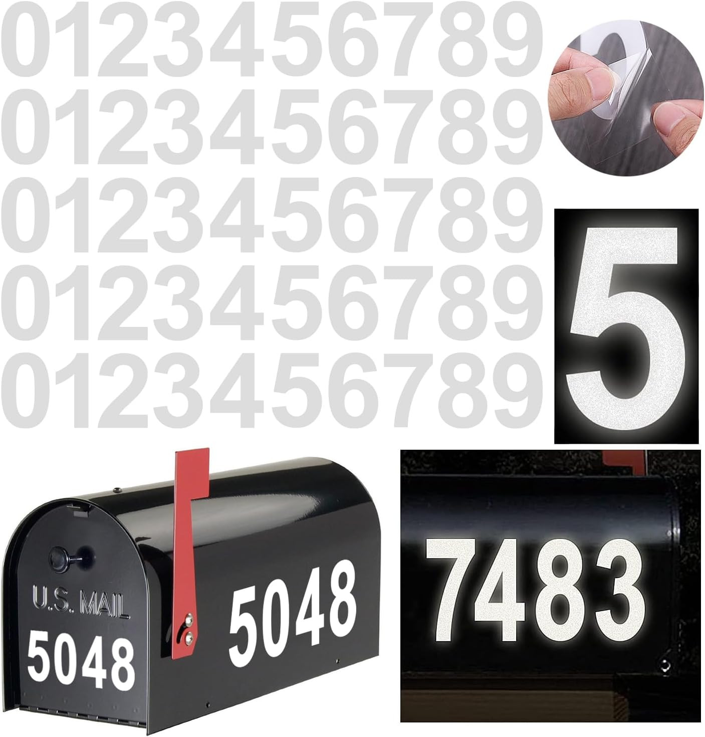 Reflective Mailbox Numbers Sticker Decal Die Cut Classic Style Vinyl Waterproof