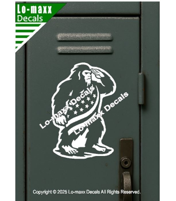 Patriotic Bigfoot Decal American Freedom Flag Sasquatch Sticker USA Vinyl Art