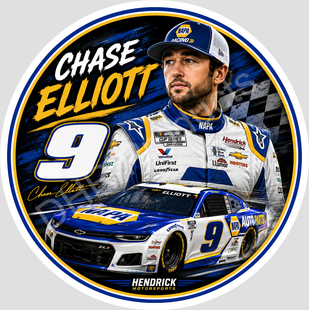 Chase Elliott Number 9 Round Weather Resistant Vinyl Sticker/Decal NASCAR 05