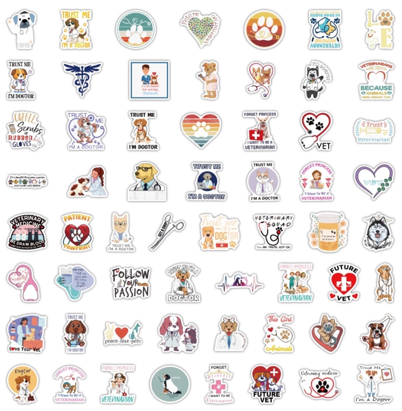 10 Random Vet Tech Animal Stickers Veterinarian Decal Laptop Hydro Free Shipping