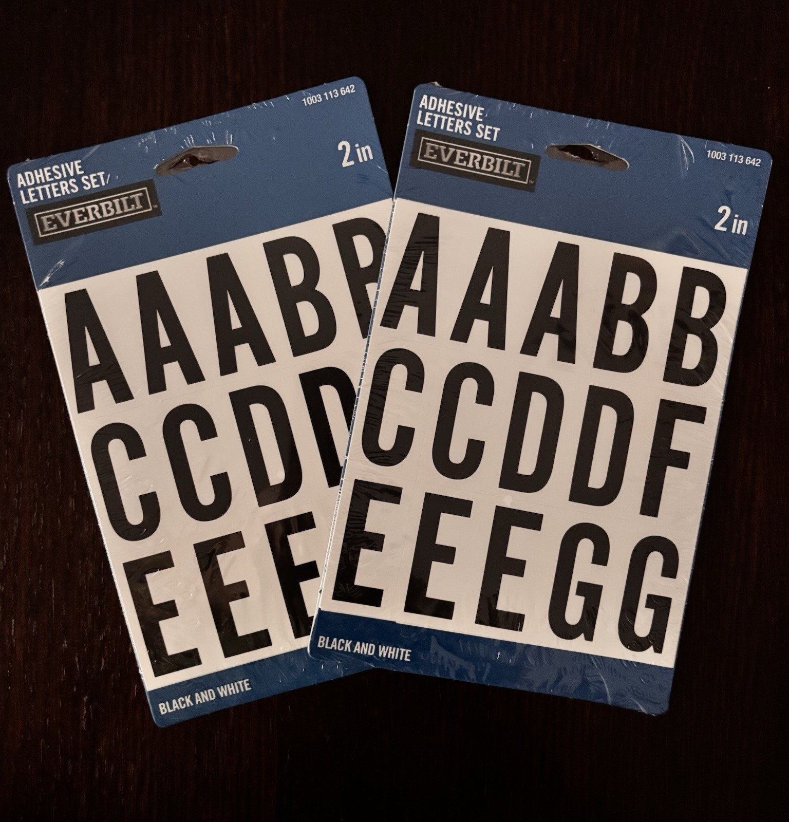 Everbilt Adhesive 2 Inch Letters Black & White 65 Piece New