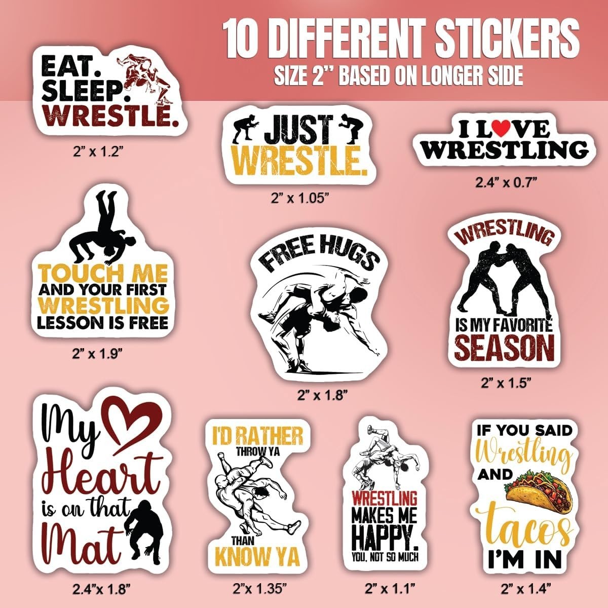 10pcs Wrestling Sticker, Wrestling Skills, Wrestling Legends, Gift For Wrestle