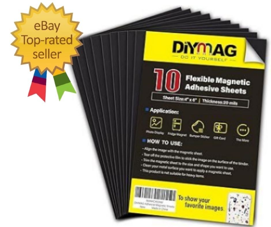 Magnetic Adhesive Sheets, 4" X 6" 10 Pack Cuttable Magnets Flexible Magnet Sheet